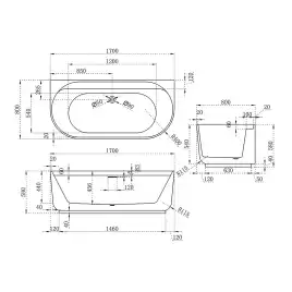 Акриловая ванна Vincea 170х80 VBT-621B отдельностоящая, Белая