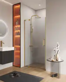 Душевая дверь в нишу CEZARES SLIDER-B-1-90/100-C-BORO стекло Прозрачное, профиль Брашированное золото