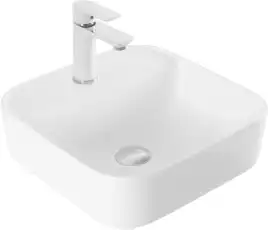 Раковина накладная Aquanet CITY-2 39х39х14 квадратная, Белая глянцевая