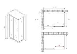 Душевой уголок ABBER Schwarzer Diamant 120х50 см, AG301205-S505, профиль хром, стекло прозрачное