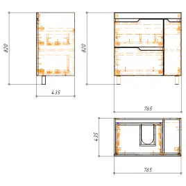 Тумба с раковиной Azario KANTRI 80/2Н CS00097254, напольная+дверь с раковиной Фостер 80, белая