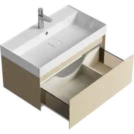 Тумба с раковиной подвесная Aqwella Geometria 80 GE01081MD, с одним ящиком, цвет морская дюна