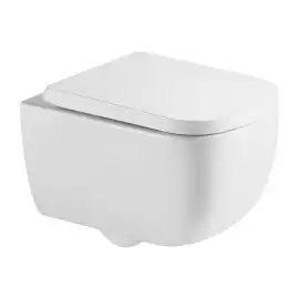 Подвесной унитаз Azario Ollin AZ-1883WH безободковый, смыв Торнадо, в комплекте с сидением микролифт, Белый глянцевый