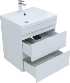 Тумба под раковину Aquanet Нота New 58 2 ящика, белый глянец 335417