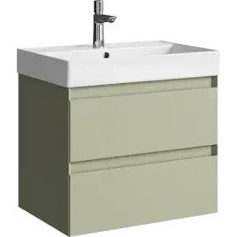 Тумба с раковиной подвесная Aqwella Geometria 65 GE01652SH, с двумя ящиками, цвет зеленый шалфей