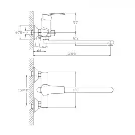 Смеситель для ванны Haiba HB2270 с длинным изливом, хром