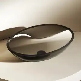 Раковина накладная ABBER KRISTALL 50х35х15 AT2802Onyx, овальная, черная