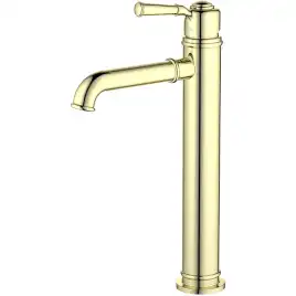 Смеситель для накладной раковины Aquatek Классик AQ1504PG, однорычажный, высокий, Полированное золото