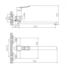 Смеситель для ванны Haiba HB22556 с длинным изливом, хром