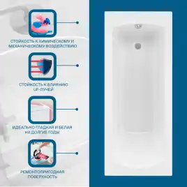 Акриловая ванна Santek Монако 170х70 1WH111979 прямоугольная, Белая