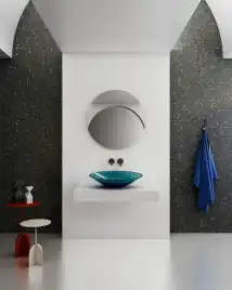 Раковина накладная ABBER KRISTALL 53,5х42,5х15 AT2812Aquamarin, овальная, бирюзовая