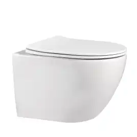 Подвесной унитаз ABBER Bequem AC1100 белый, безободковый, с сиденьем микролифт