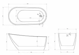 Акриловая ванна Abber 130х70 AB9353-1.3, отдельностоящая, Белая глянцевая