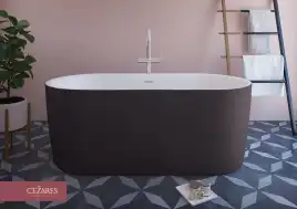 Акриловая ванна CEZARES METAURO-INT-Central-180-80-60-B-W-MATT, Черная матовая