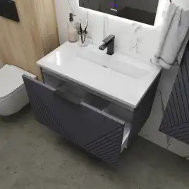 Тумба под раковину Grossman Блисс 70 подвесная, графит матовый (107053)