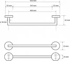 Полотенцедержатель 65 cм BEMETA DARK Черный матовый 104204040