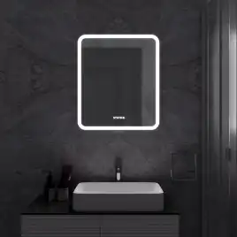 Зеркало с подсветкой AVS Байкал 60x70 см, часы и антипар