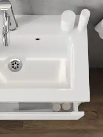 Тумба с раковиной FAURAplus САНТЕЛЬМО СЛИМ 60-2 подвесная (Раковина IZI керамическая, узкая) Белая