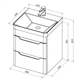 Тумба под раковину Aquanet София 50 белый глянец (2 ящика) 274171