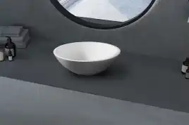 Раковина накладная ABBER STEIN 40х40х15 AS2608, круглая, белая матовая