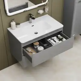 Тумба с раковиной IDDIS Edifice 80, подвесная, Светло-серый, EDI80L0i95K