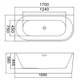 Акриловая ванна Azario LAGO BLANCO 170х75 AZ-6724-1CL 17075, асимметричная, левая
