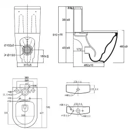 Унитаз-компакт Azario LEO TORNADO FLUSHING AZ-1253CT напольный, безободковый, со смывом Торнадо, в комплекте с бачком и сиденьем микролифт, Белый глянцевый