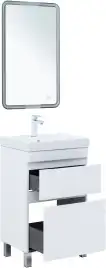 Тумба под раковину Aquanet Слим 50 напольная, белый сатин, 346041