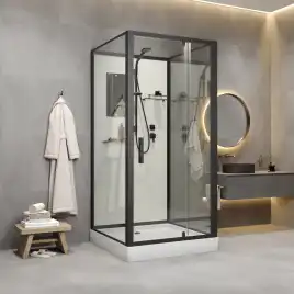 Душевая кабина Niagara Standart 100х100 ST100/15Q/BL/BK низкий поддон, черный профиль, без крыши