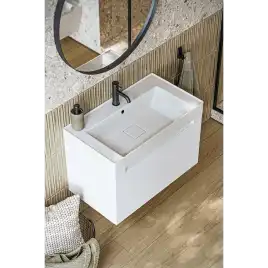 Тумба с раковиной подвесная Aqwella Vancouver 80 VAN01081, с одним ящиком, цвет белый