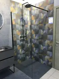 Душевая перегородка AVS Walk In 120 профиль черный, стекло прозрачное, 803-0014-200-12-BM-T