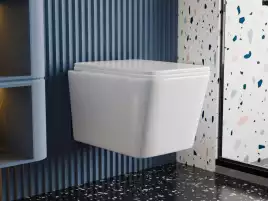 Подвесной унитаз ABBER Rechteck AC1201T белый, безободковый, смыв торнадо, с сиденьем микролифт