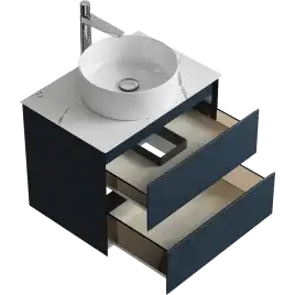 Тумба с раковиной подвесная Aqwella Geometria 65 GE01652GRM+STG662X476MW, со столешницей мрамор белый, цвет серый