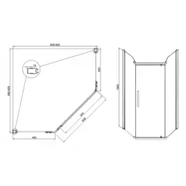 Душевой уголок Sole Quadro 90х90 профиль Хром стекло прозрачное