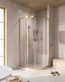 Душевой уголок CEZARES RELAX-304-R-2-90-C-BORO стекло Прозрачное, профиль Брашированное золото