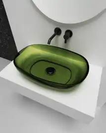 Раковина накладная ABBER KRISTALL 60х40х15,5 AT2805Emerald, овальная, зеленая