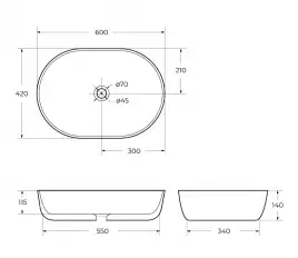 Раковина накладная BelBagno 600х420х140 BB1084-H301, цвет Черный