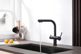 Смеситель для кухни Aquatek Европа AQ1385MB с подключением к фильтру с питьевой водой, Черный матовый