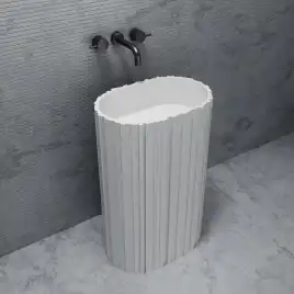 Раковина напольная ABBER STEIN 58х38х90 AS2551-H, овальная, белая матовая