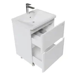 Тумба под раковину Grossman Адель-Норма 60 напольная, белая глянцевая (106039)