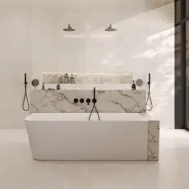 Ванна  Abber Stein 170х75 AS9621-1.7 R из искусственного камня, Белая матовая