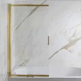 Шторка на ванну AVS Слайдер Плюс 80 см профиль брашированное золото, стекло прозрачное, 803-0011-150-82-GB-T