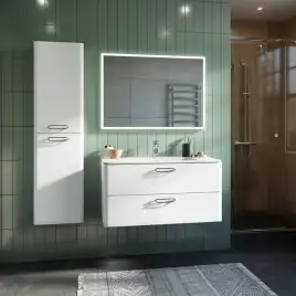 Тумба с раковиной IDDIS Brick 100, подвесная, Белая, BRI10W1i95K