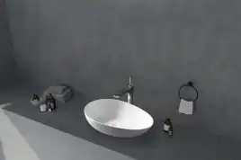 Раковина накладная ABBER STEIN 60х36х15 AS2615, овальная, белая матовая