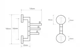 Держатель полотенец тройной поворотный 13,5 см BEMETA OMEGA хром 104206072