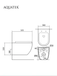 Подвесной унитаз Aquatek Европа AQ1901-MB безободковый, с сиденьем микролифт, Черный матовый