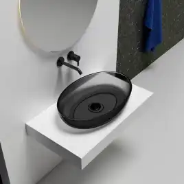 Раковина накладная ABBER KRISTALL 60х40х13 AT2801Onyx, овальная, черная