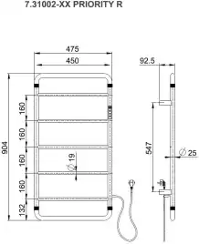 Полотенцесушитель электрический Allen Brau Priority 904х475 7.31002-BN брашированный никель