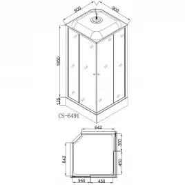 Душевая кабина Loranto 90х90 CS-6491F(CS-8072), 90*90*215 с низким поддоном