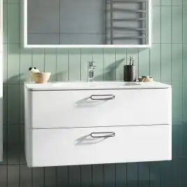 Тумба с раковиной IDDIS Brick 100, подвесная, Белая, BRI10W1i95K